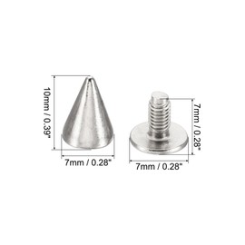 PATIKIL 10mm Studs for Clothing, 20 Sets Studs and Spikes Leather Rivets Cone Spikes Metal Screw Studs for Clothing Leather Crafts Fabric Shoes Punk Bag Leathercraft, 7x10mm, Silver Tone