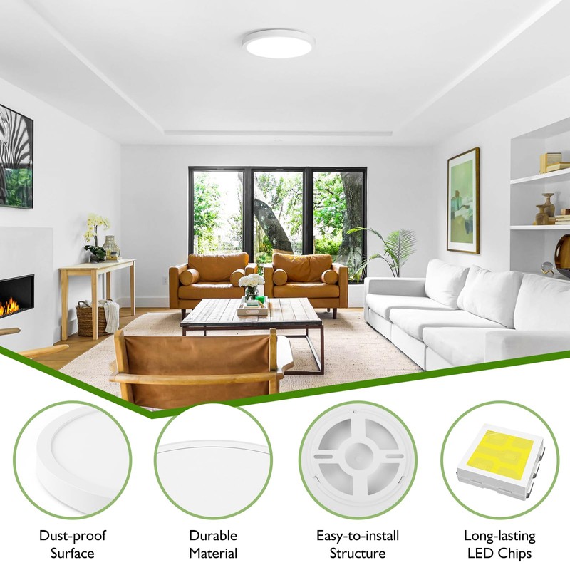 LED Flush Mount Ceiling Light Fixture, 100W Equivalent Modern Kitchen