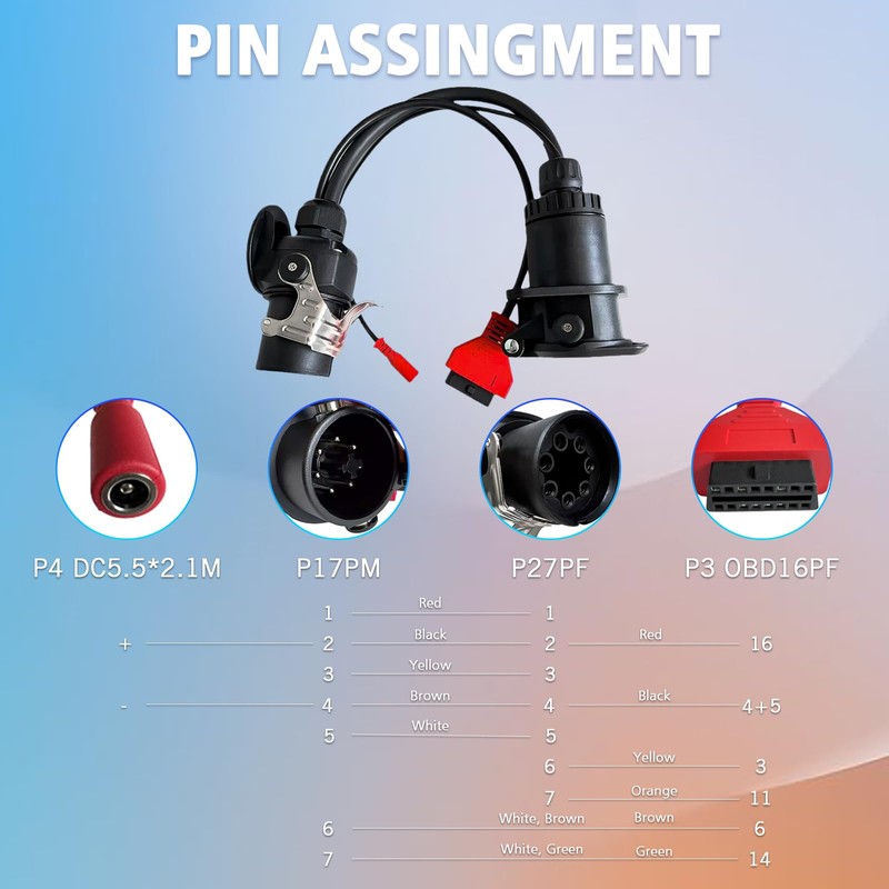 AMHTDOL ISO 7638 7pin (EBS/ABS) Adapter,Trailer and Truck Diagnostic Cable
