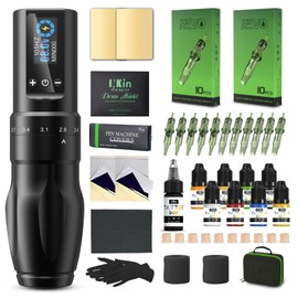 INKin Tattoo Gun Kit for Beginners, Wireless Tattoo Machine with 2.0mm - 4.0mm Adjustable Stroke Length for Starters, Soultats Tattoo Pen Machine 1600mAh Power Supply and Revo Tattoo Needles Assorted