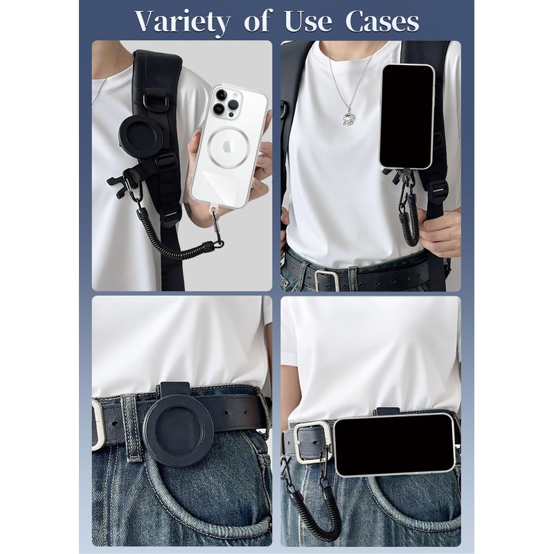 Magnetic Belt Clip Phone Holder with Anti Theft Phone Chain,