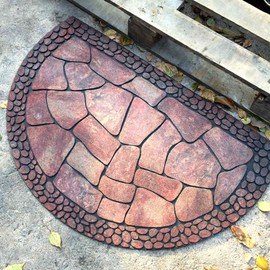 Eanpet Decorative Doormat Outdoor Rubber Mat for Front Door Entrance Mat Indoor 2x3 Rug for Front Door Entry Non Slip Mat Outside Doormat Half Round (Cobble)