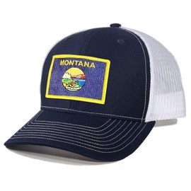 Homeland Tees Men's Montana Flag Patch Trucker Hat - Navy/White