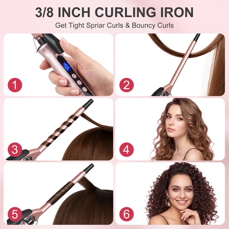 3/8 Inch Small Curling Iron Wand,Ceramic Small Ceramic Barrel Hair