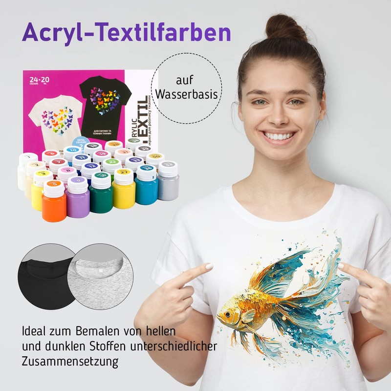 7 Artists Textile Paint, Machine Washable – 24 Fabric Paints