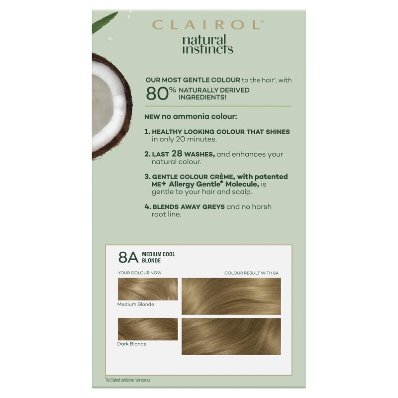 Clairol Natural Instincts Semi-Permanant Hair Colour, 8a Medium Cool Blonde,