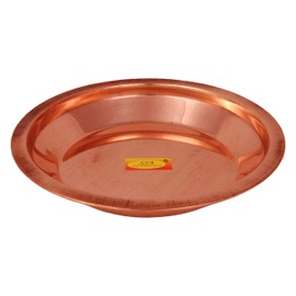 Shiv Shakti Arts® 100% Pure Copper Pooja Thali Plate Taman - (Diameter - 9 Inch, Heavy)
