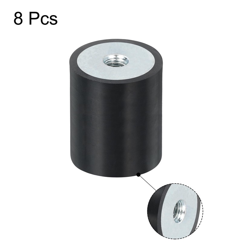 sourcing map 8Pcs 25 x 30mm M6 Thread Female Rubber
