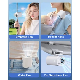 WISFISSH Portable Clip On Fan for Umbrella,Ultra Light 0.28 Lb,100 Wind Speed Stepless Adjustment,Personal Rechargeable Clip On Fan for Umbrella Beach Outdoor Travel Essential(White)