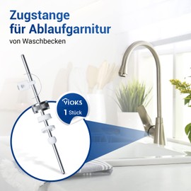 VIOKS Pull Rod for Drain Fitting Diameter 5 mm - Eccentric Rod Sink 180 mm Horizontal, Drain Fitting Metal and Drain Replacement Parts