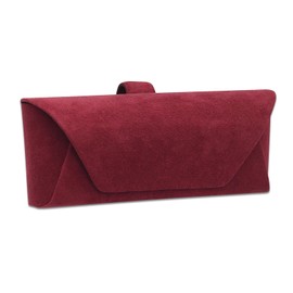 pauuooa Alcantara Material Sunglasses Holder for Car Sun Visor, Auto Eyeglasses Storage Case, Vehicle Visor Accessories Organizer Box (Wine Red)