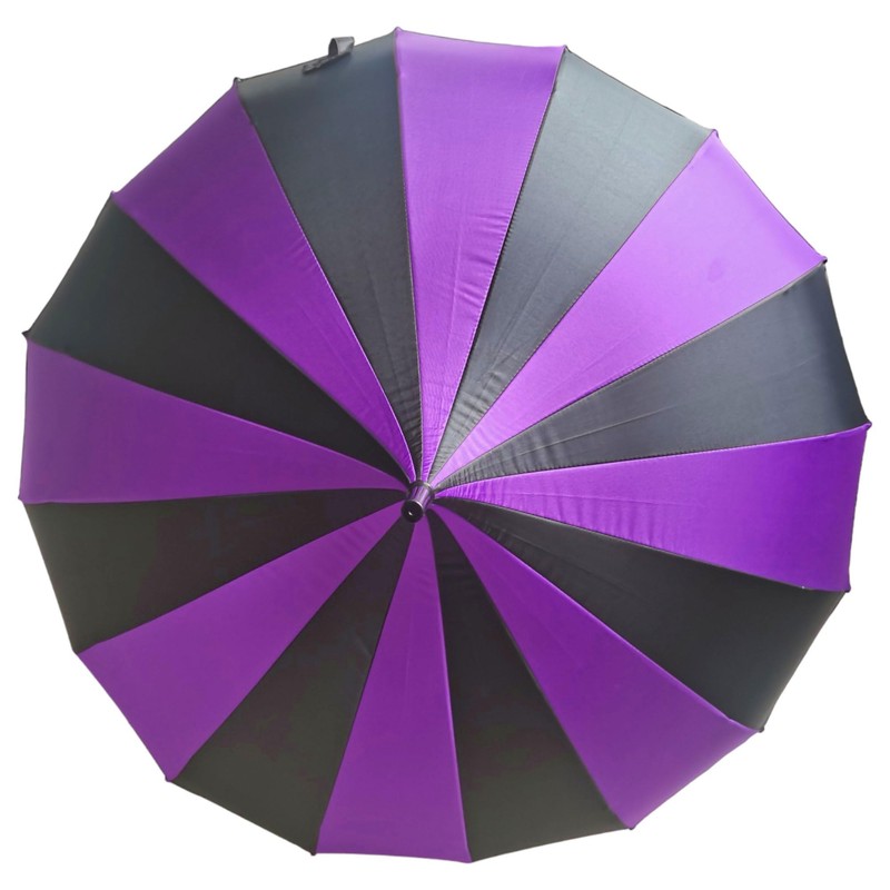 Gothic Rebel Dark Wing Striped Pagoda Umbrella (Black And Purple)