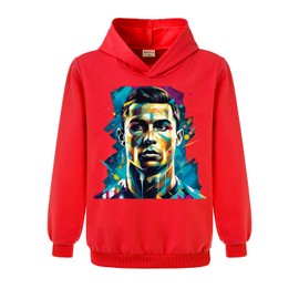 Xpialong Boys Girls Ronaldo Football Fans for Kids Football Hoodie+Pants Cotton Tracksuit Set (Red,11-12 Years,11 Years,12 Years)