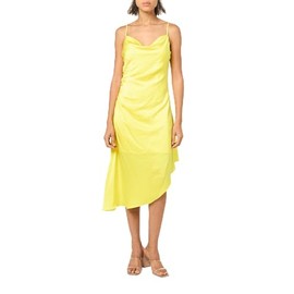 BCBG New York Women's Sleeveless Cowl Neck High Low Midi Dress, Yellow