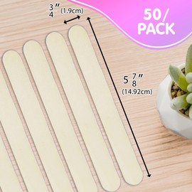 BAZIC Products Jumbo Craft Sticks Natural Wood, Large Size Ice Cream Popsicle Stick, Non Toxic DIY Project Building Crafts (50/Pack), 1-Pack