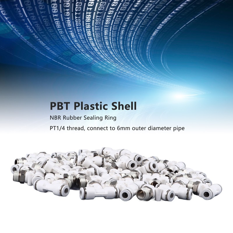 50PCS PT1/4 Hose Connectors PU Nylon Tubing T Shaped Tee