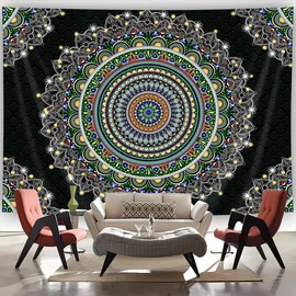 FENDROM Popular Handicrafts Mandala Tapestry Wall Hanging Psychedelic Aesthetic Indian Hippie Wall Decor Bohemian Wall Art Boho Home Decoration for Bedroom Living Room Dorm