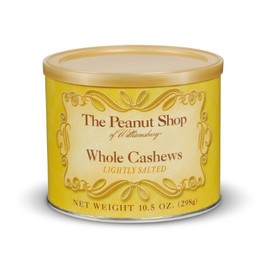 The Peanut Shop of Williamsburg Lightly Salted Cashews 10.5oz Tin