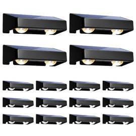 SOLPEX Solar Fence Lights Outdoor, 9 Fixed Colors ＆ Color Changing Fence Solar Lights Outdoor Waterproof IP65, LED Deck Lighting for Backyard Wall Step Patio Railing Pool Porch (16 Pack)