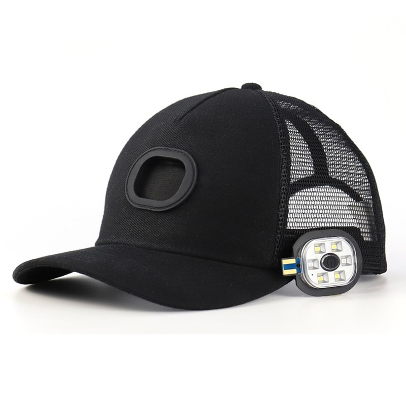 LED Baseball Cap Rechargeable Headlamp Hat Summer Breathable Adjustable Hat
