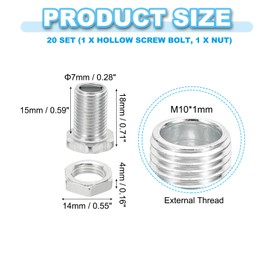 PATIKIL M10x18mm Hex Bolt and Nut Kit, 20 Sets of Fine Screw Hole Bolt Assortment Hex Head Bolts Fasteners for Chandeliers