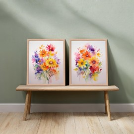 Art Shoppe Framed Print Wall Art, Vintage Wall Décor for Living Room, Bedroom, Office, High-Resolution Image on Premium Art Paper, 3/4" Frame with Plexiglass Front, Ready to Hang, 17”x21”, Set of 2