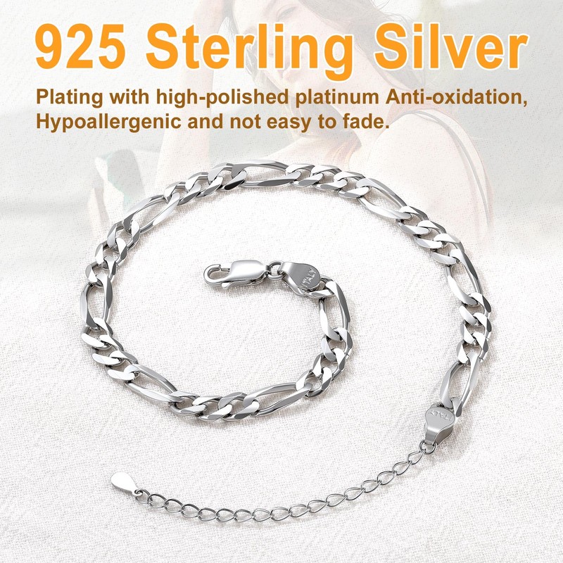 SILVERCUTE Figaro Chain Tennis Bracelets for Women Men Adjustable Bracelet