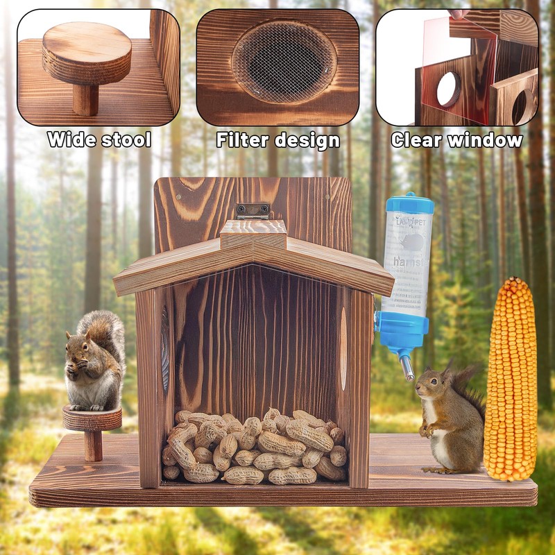Squirrel Feeder for Outside, Squirrel Picnic Table Feeder for Corn
