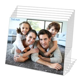 Bolidery 5x7 Acrylic Picture Frames, Set Of 6 Clear Acrylic Frameless Gift for Desktop Display, Standing Picture or Display Sign Holder with Inserts for Home Office- Horizontal