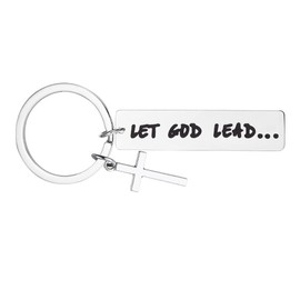 Christian Cross Keyring Gifts for Christians Christian Birthday Inspirational Gifts for Women Men Religious Gifts for Daughter Son Christmas Gifts for Religious Women Men Let God Lead Keyring