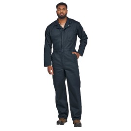 Bulwark Men's Tall Size Flame Resistant 9 oz Twill Cotton Classic Coverall with Hemmed Sleeves, Navy, 46 Long