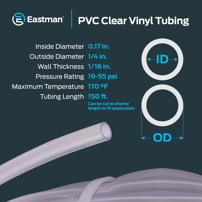 Eastman 0.17 Inch ID (1/4 Inch OD) PVC Clear Vinyl