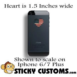 Real Sticky Mini Rustic American Flag Heart Stickers USA Car Graphic Phone Cup Laptop Helmet