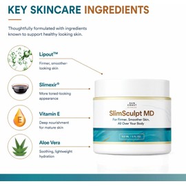 SUN COAST SCIENCES Crema corporal reafirmante SlimSculpt: combate la apariencia de piel flácida, celulitis y flacidez en brazos, muslos y abdomen. Con cafeína, vitamina E y aloe vera.