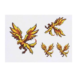 Azeeda 4 x 'Pixel Art Phoenix Rising' Temporäre Tattoos - Wasserfest, Hautfreundlich & Ungiftig · Transfers in Verschiedenen Größen (TO00068466)