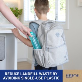 Sistema Swift Twist 'n' Sip Sports Water Bottles | 480 ml | Leakproof Kids Water Bottles | Made Using Recycled Plastic | BPA-Free | Teal Stone | 4 Count