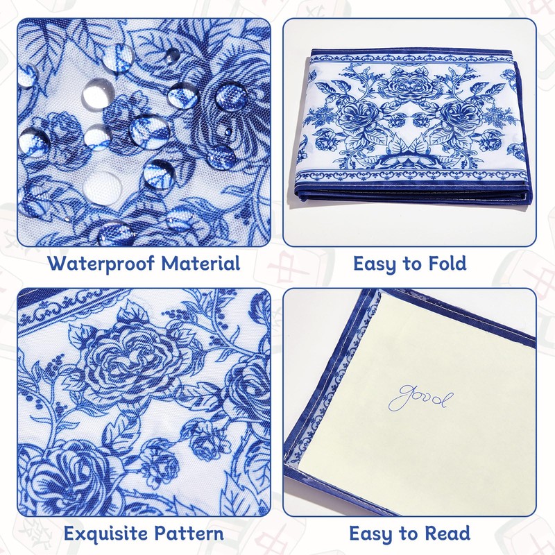 4 Pack Blue Chinoiserie Print Mahjong Card Holder 6.2 x
