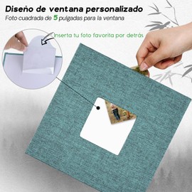 TUQI Album de Fotos,Album Grande con Cubierta de Lino, Capacidad para 200 Fotos de 10.5x15 .5cm,Álbumes de 100 Páginas,Regalo de Aniversario para parejas, bodas, familia (Verde claro)