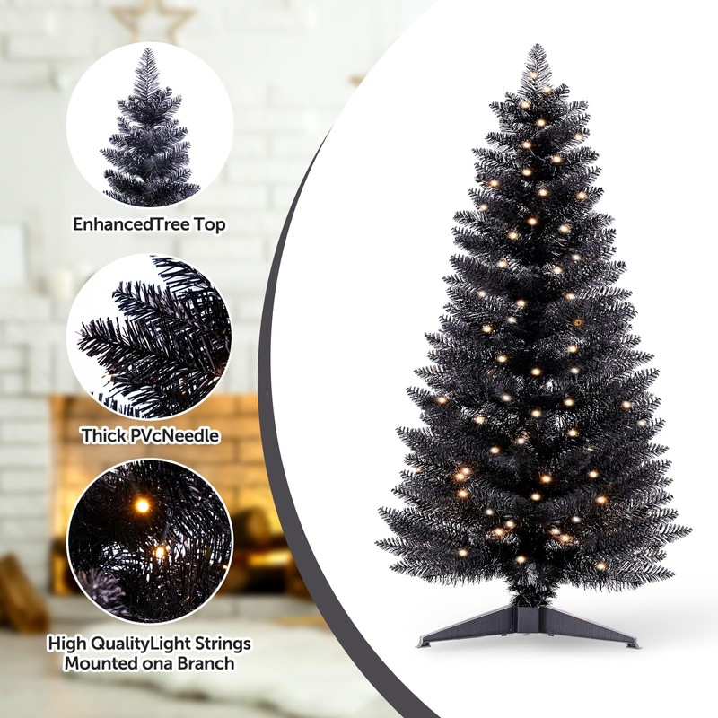 Santanelo 4ft Lighted Artificial Blue Christmas Tree，Small Snowy Artificial Xmas