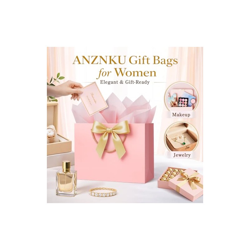 ANZNKU - Paquete de 2 bolsas de regalo grandes con