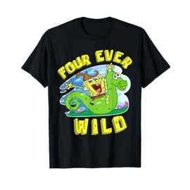 Mademark x SpongeBob SquarePants - SpongeBob 4th Birthday Gift Four Ever Wild 4th Birthday Boys T-Shirt