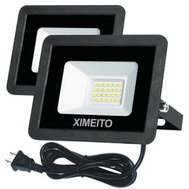 XIMEITO LED Floodlight, 20 W, Daylight Color, 2,300 LM, 6,500 K, 1.8 Cord, IP66 Waterproof, 120° Wide Angle, 100 V Compatible, Work Light, For Construction Use, LED Light, Work Light, Sign Light
