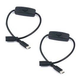 Hsupez 2 Stück USB C Männlich zu Weiblich Stromkabel, Unterstützt 3 A Stromstärke, mit Schalter und Betriebsanzeige, 30cm lang, Type C Schalter Ladekabel, Adapterstecker, für USB Lüfter, Lichtleisten