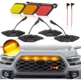 Sidi LED Grill Lights for Toyota Tacoma 2020-2023 TRD Off Road Sport OEM Amber+Emblem