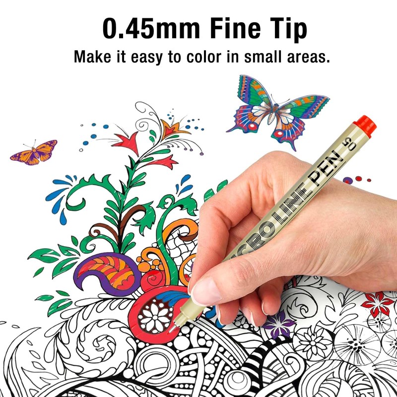 KERIFI 05 Micro Fineliner Drawing Art Pens: 12 Colors 0.45mm