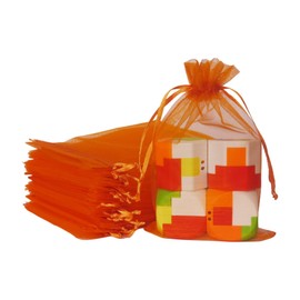 5x7 inch Organza Gift Bags Drawstring for Jewelry,Candy,50 Pcs Orange Sheer Fabric Clear Mesh Wrap Solid Color Twist Tie Sachet for Baby Shower,Birthday,Christmas,Party Favors,Bridal Shower,Wedding