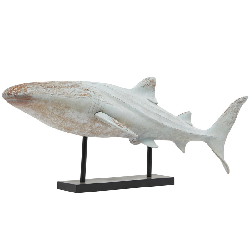 Deco 79 Polystone Shark Decorative Sculpture Distressed Home Decor Statue