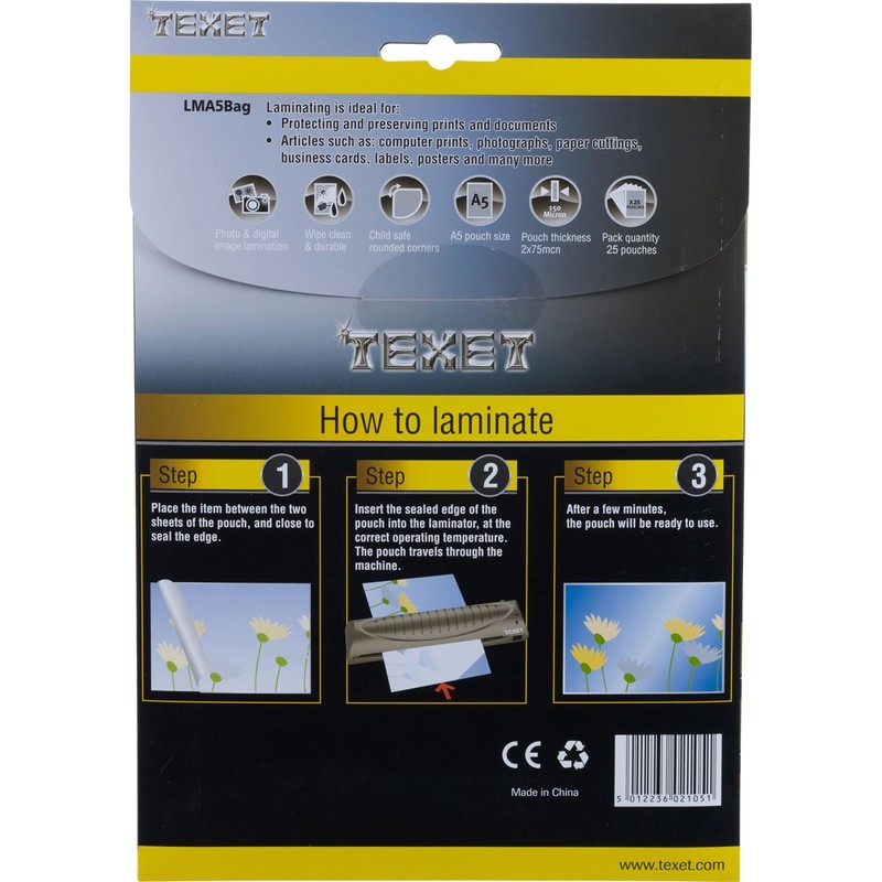 TEXET A5 Laminating Pouches | 150 microns (2*75) | Pack