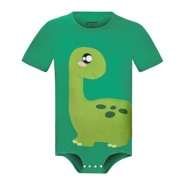 Landofgenie Men's Short-Sleeved Cotton Bodysuit with Dinosaur Print One-Piece Romper