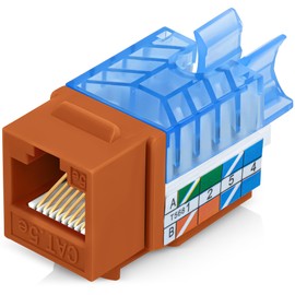 Everest Media Solutions 45° Angled CAT5e Keystone Jack in Orange - Slim Profile, UTP RJ45 Female Ethernet Connector - Compatible with 45° Angled Speed Termination Tool - 45Term - 50-Pack